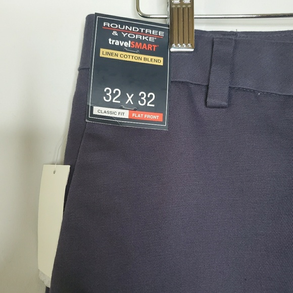 Roundtree Yorke Travel Smart Twill Linen Flat Blue NEW - Picture 2 of 4